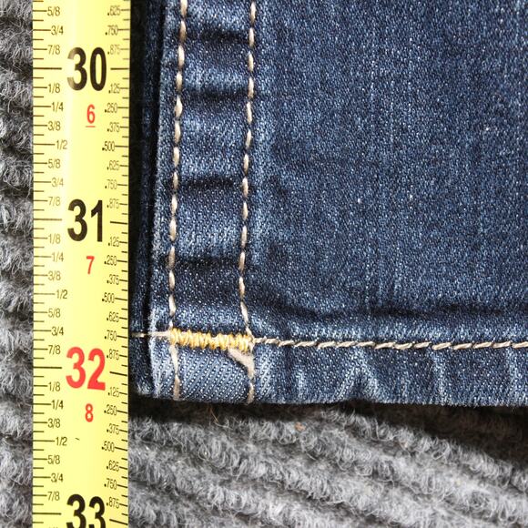 True Religion Jeans Womens 26 Blue Skinny 32 Inseam Contrast Stitch USA - Picture 10 of 12